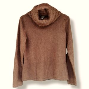 Sarah Spencer Lamb's Wool Cowl Turtleneck Sweater, Brown, sz. M